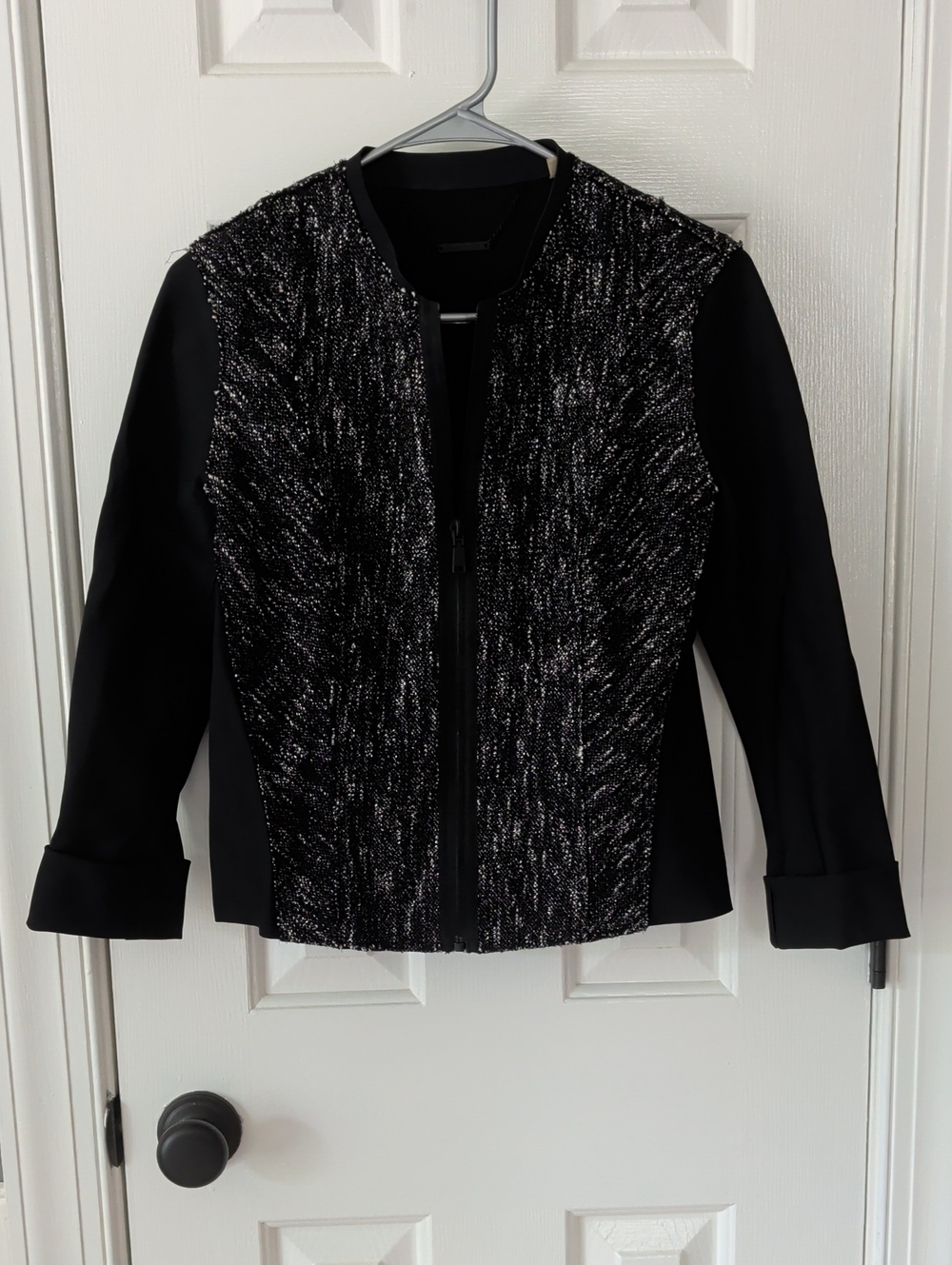 Elie Tahari Black Knit Zip Jacket